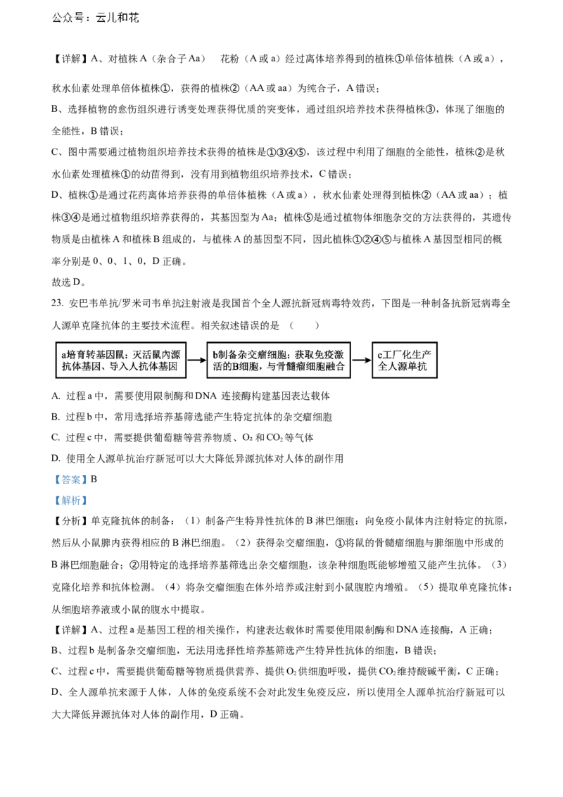 安徽省芜湖市镜湖区安徽师范大学附属中学2023-2024学年高二下学期6月测试生物试题（含答案）_2024-2025高二（7-7月题库）_2024年07月试卷_07022024安徽师范大学附属中学高二下学期6月测试