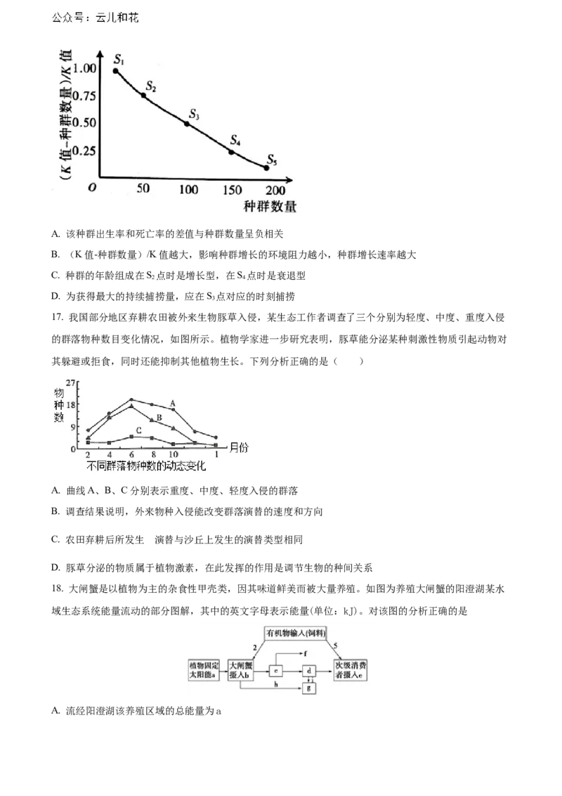 安徽省芜湖市镜湖区安徽师范大学附属中学2023-2024学年高二下学期6月测试生物试题（含答案）_2024-2025高二（7-7月题库）_2024年07月试卷_07022024安徽师范大学附属中学高二下学期6月测试