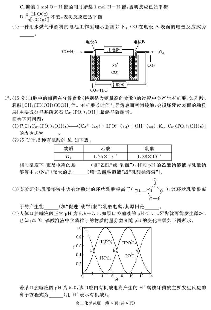 四川省自贡市、遂宁市、广安市等2024-2025学年高二上学期期末考试化学PDF版含解析_2024-2025高二（7-7月题库）_2025年01月试卷