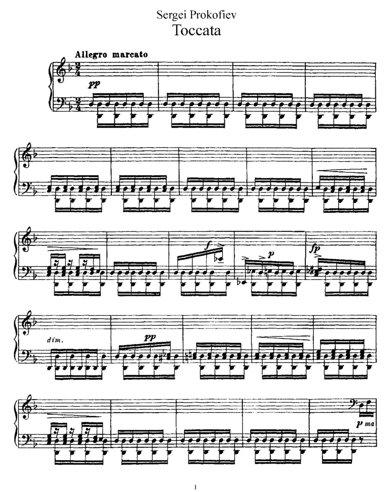 Toccata,Op11_一万首著名钢琴曲谱哈农贝多芬合集视频教学电子版高清无水印可打印_1古典钢琴知名音乐家谱_普罗科菲耶夫钢琴谱全集