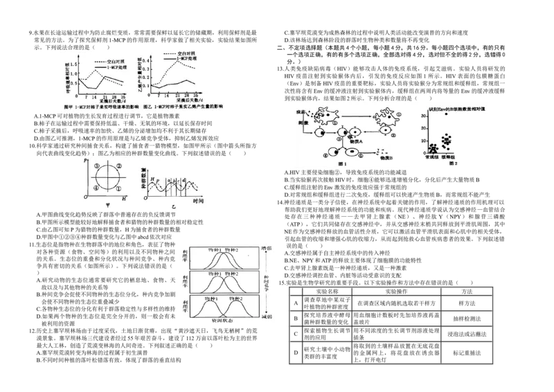 湖南省市县联考（示范性高中）2024-2025学年高二上学期12月月考生物试题_2024-2025高二（7-7月题库）_2025年01月试卷_0108湖南省市县联考（示范性高中）2024-2025学年高二上学期12月月考
