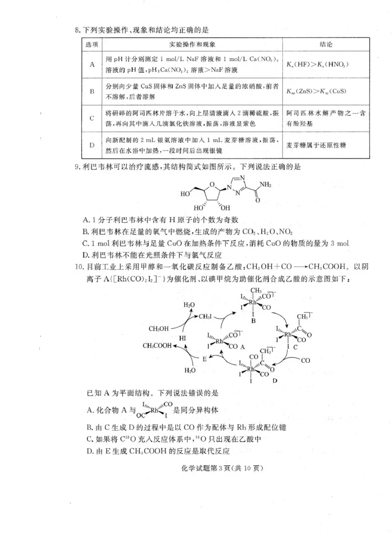 化学_2024-2025高三（6-6月题库）_2024年12月试卷_1210辽宁省名校联盟2024年高三12月份联合考试_辽宁省名校联盟2024年高三12月份联合考试化学试题