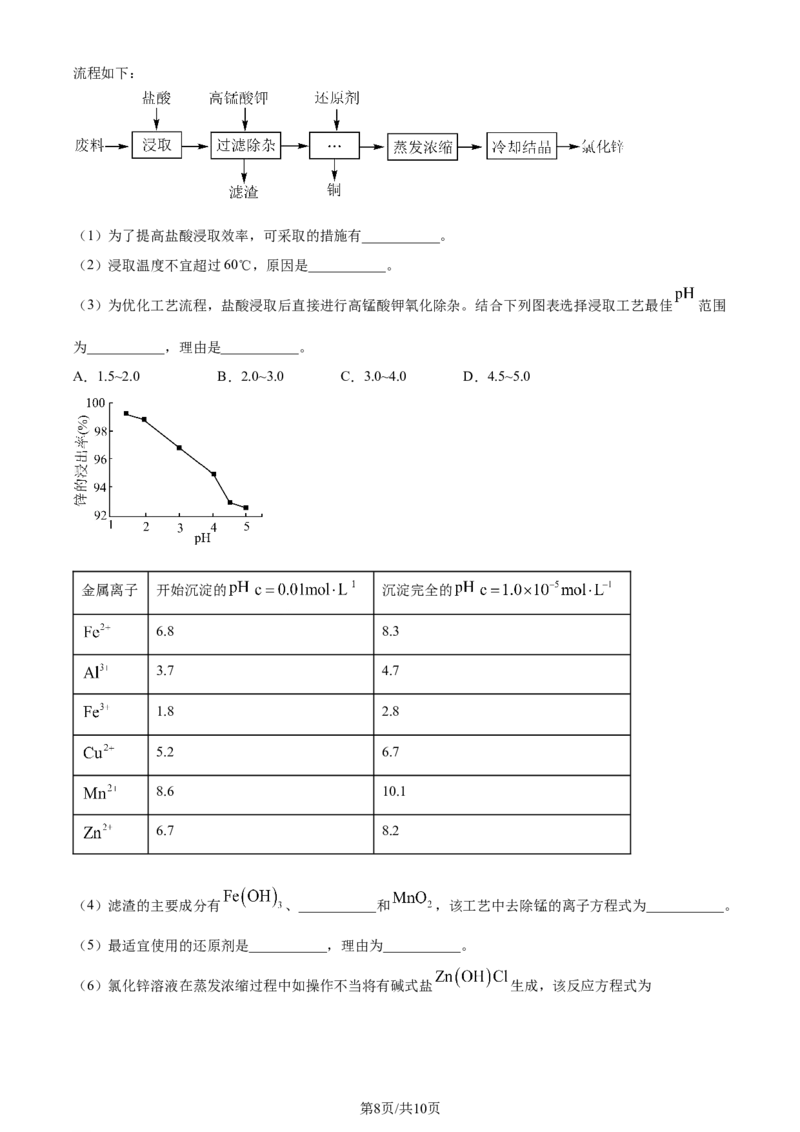 精品解析：2024年1月甘肃普通高等学校招生考试适应性测试化学试题（原卷版）_2024年2月_2024年九省联考各版本合集_甘肃（物化生政史地）_甘肃化学(含答案）