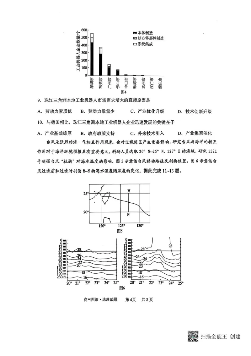 山东省实验中学2024-2025学年高三下学期第四次诊断考试（开学考）地理试题+答案_2024-2025高三（6-6月题库）_2025年02月试卷_02142025届山东省实验中学高三下学期第四次诊断考试（全科）