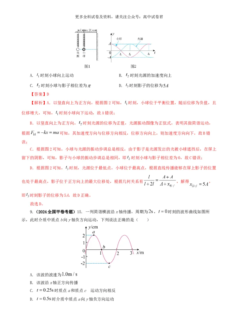 专题15机械波好题汇编2024年高考真题和模拟题物理分类汇编（解析版）_2024-2025高三（6-6月题库）_2024年07月试卷_2407172024年高考物理真题和模拟题分类汇编（全国通用）