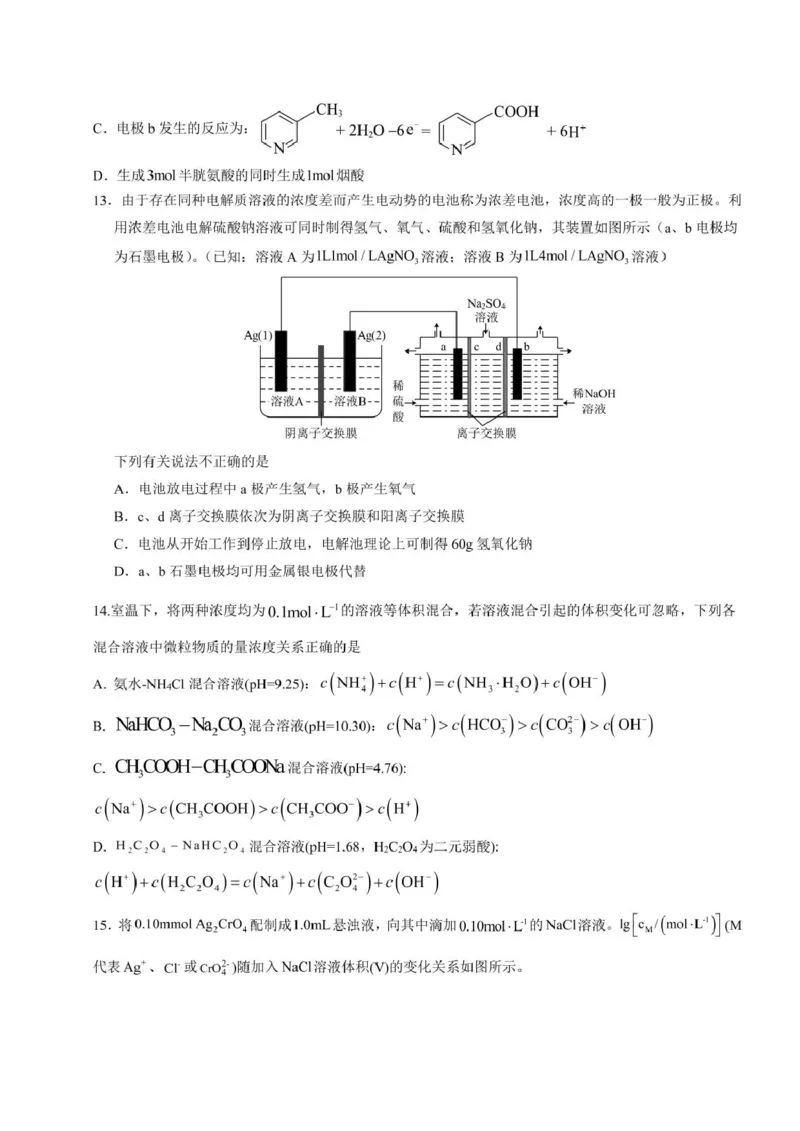 山东省济宁市邹城市第二中学2024-2025学年高二上学期12月月考化学试题（PDF版，含答案）_2024-2025高二（7-7月题库）_2025年01月试卷