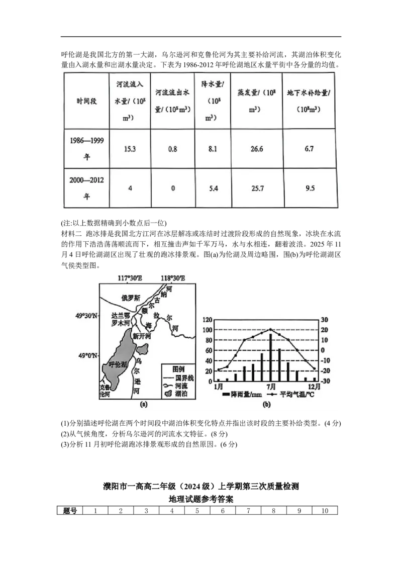 河南省濮阳市第一高级中学2025-2026学年高二上学期第三次质量检测地理试题（解析版）_2024-2025高二（7-7月题库）_2026年1月高二