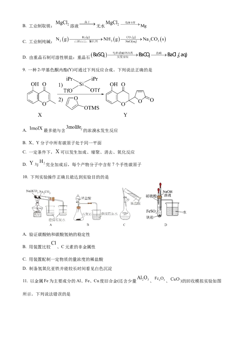 天津耀华中学2025届高三上期第一次月考化学试题_2024-2025高三（6-6月题库）_2024年10月试卷_1019天津耀华中学2025届高三上期第一次月考