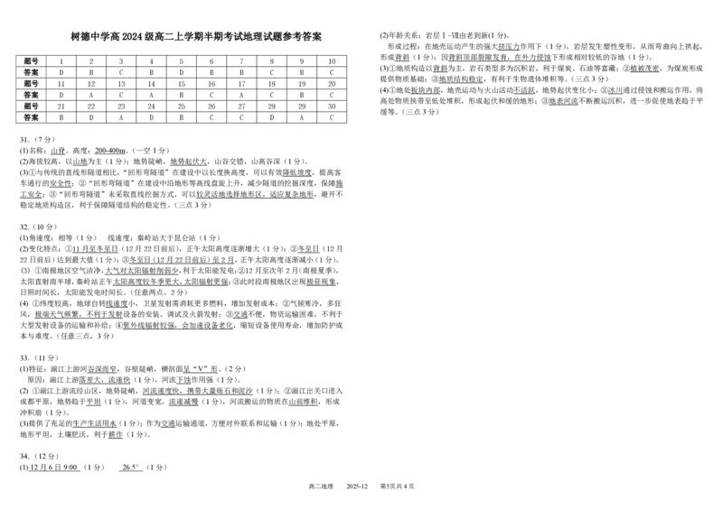 四川省成都市树德中学2025-2026学年高二上学期期中考试地理PDF版含答案（可编辑）_251212四川省成都市树德中学2025-2026学年高二上学期期中考试（全）