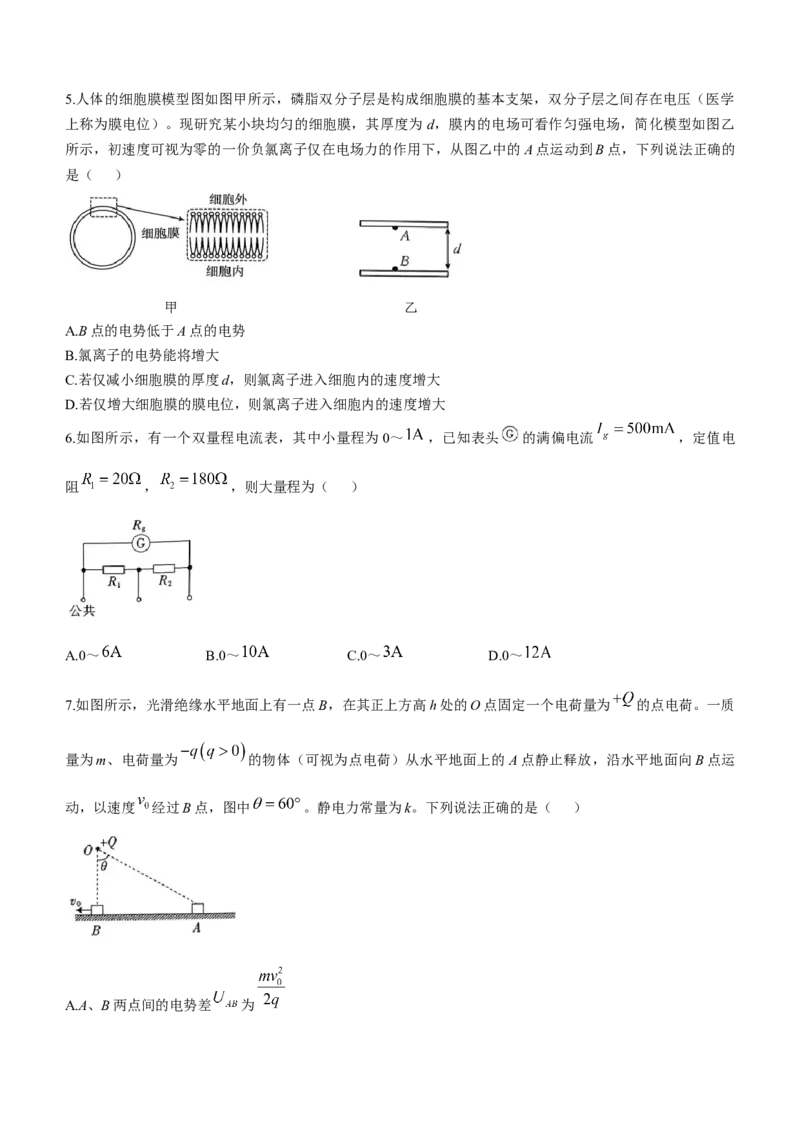 吉林省通化市第一中学校2024-2025学年高二上学期11月期中物理试题（含答案）_2024-2025高二（7-7月题库）_2024年11月试卷_1117吉林省通化市第一中学校2024-2025学年高二上学期11月期中考试