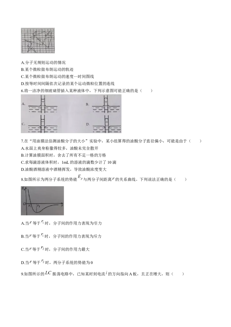 江苏省宿迁市沭阳县2024-2025学年高二下学期期中调研测试物理试卷（无答案）_2024-2025高二（7-7月题库）_2025年6月试卷_0609江苏省宿迁市沭阳县2024-2025学年高二下学期期中考试