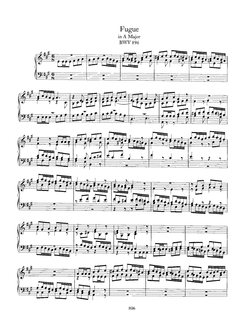 FugueinA,BWV896_一万首著名钢琴曲谱哈农贝多芬合集视频教学电子版高清无水印可打印_1古典钢琴知名音乐家谱_巴赫钢琴谱全集_Preludes，Fantasias，Fugues