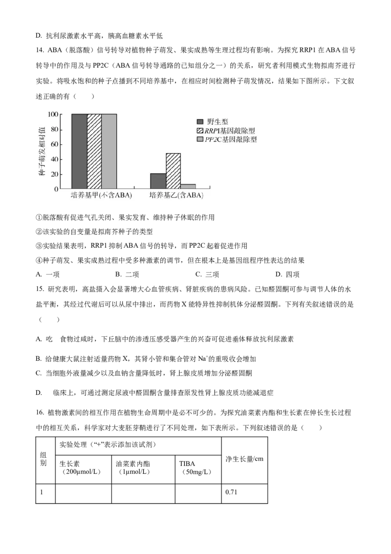 湖南省衡阳市衡阳县部分学校2024--2025学年高二上学期第一次月考生物测评卷（A卷）Word版无答案_2024-2025高二（7-7月题库）_2024年10月试卷
