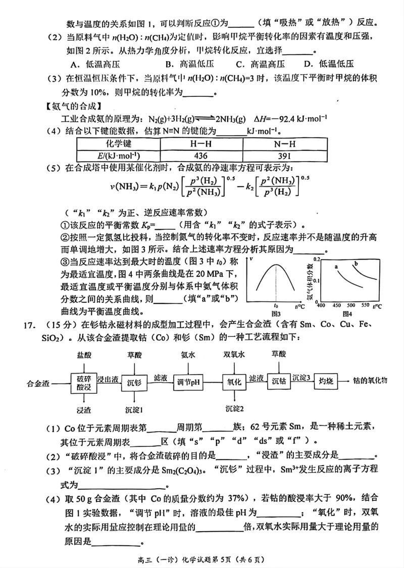 四川省南充市2025届高三高考适应性考试（一诊）化学试题_2024-2025高三（6-6月题库）_2024年10月试卷_1012四川省南充市2025届高三高考适应性考试（一诊）
