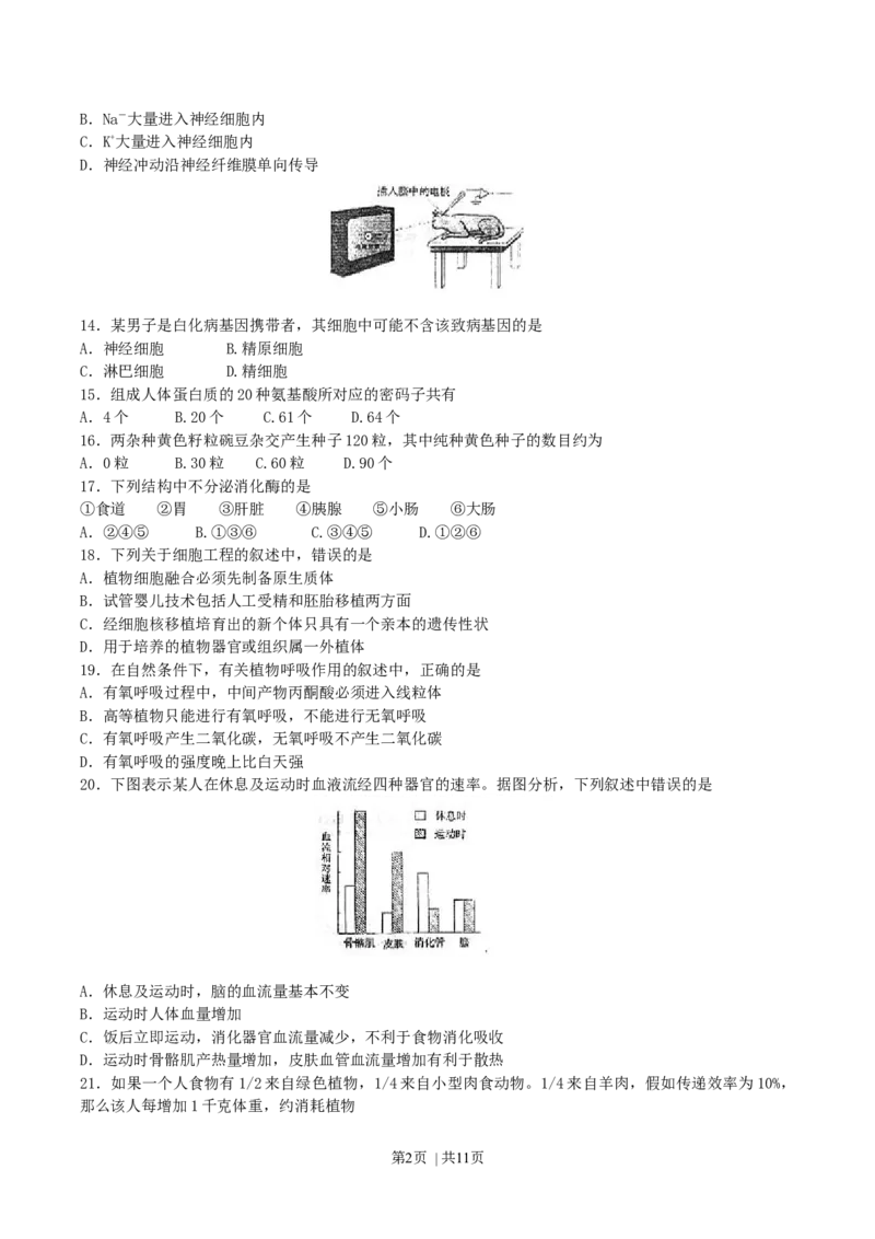 2004年上海高考生物真题及答案_生物高考真题试卷_旧1990-2007&middot;高考生物真题_1990-2007&middot;高考生物真题&middot;word_上海