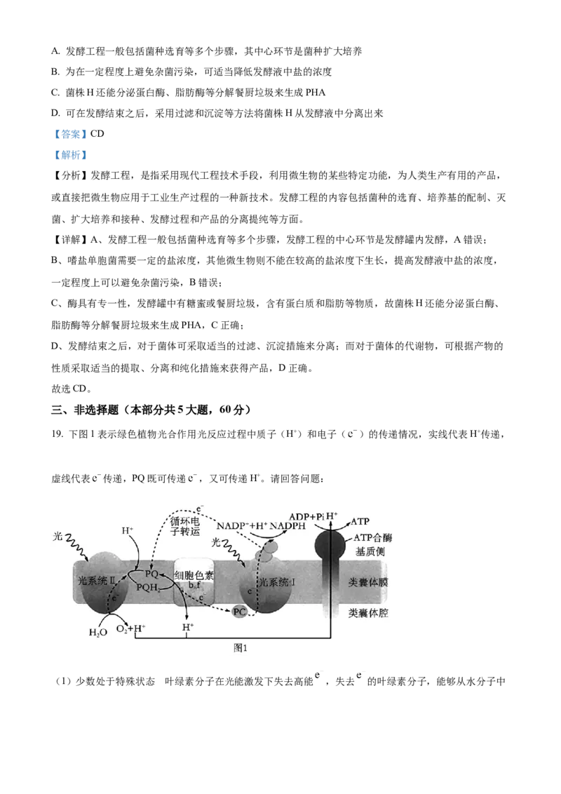 精品解析：江苏省南京市江宁区等5地2023-2024学年高三下学期开学生物试题（解析版）_2024年3月_013月合集_2024届江苏省南京市六校高三下学期期初联合调研