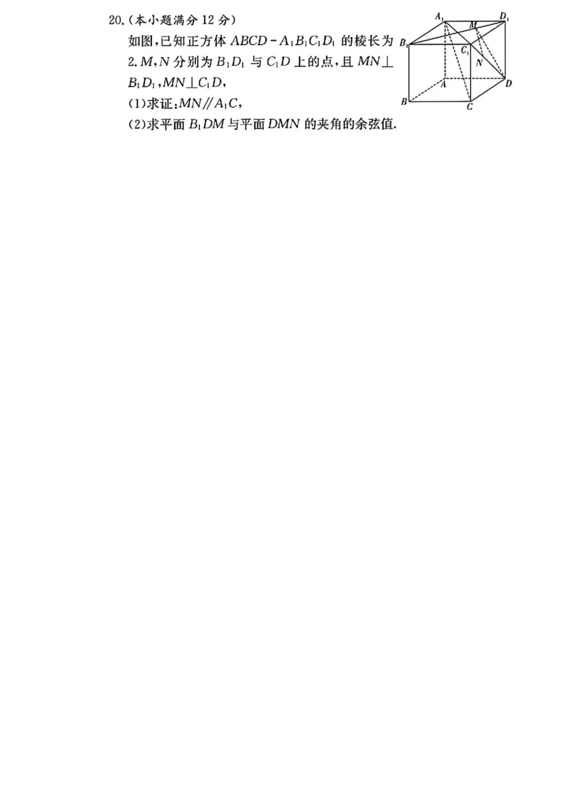 湖南省长沙市第一中学2023-2024学年高三上学期月考卷（四）数学(1)_2023年11月_01每日更新_22号_2024届湖南省长沙市第一中学高三上学期月考卷（四）