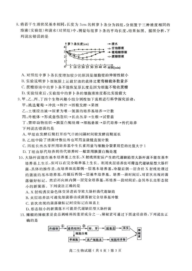 山东省聊城市2023-2024学年高二下学期期末教学质量抽测考试+生物_2024-2025高二（7-7月题库）_2024年07月试卷_0722山东省聊城市2023-2024学年高二下学期期末教学质量抽测考试