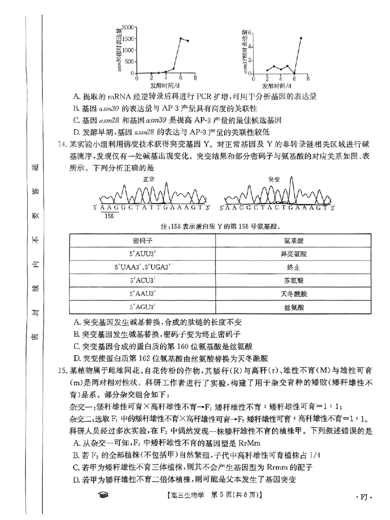 生物FJ(1)_2023年11月_0211月合集_2024届福建省高三11月金太阳联考(24-120C)_福建省2024届高三11月金太阳联考(24-120C)生物