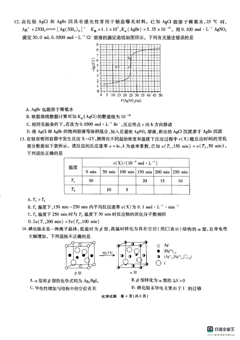 安徽六校2025届高三下学期2月素质检测考试化学试题_2024-2025高三（6-6月题库）_2025年02月试卷_0216安徽省六校2024-2025学年高三下学期2月素质检测考试（全科）