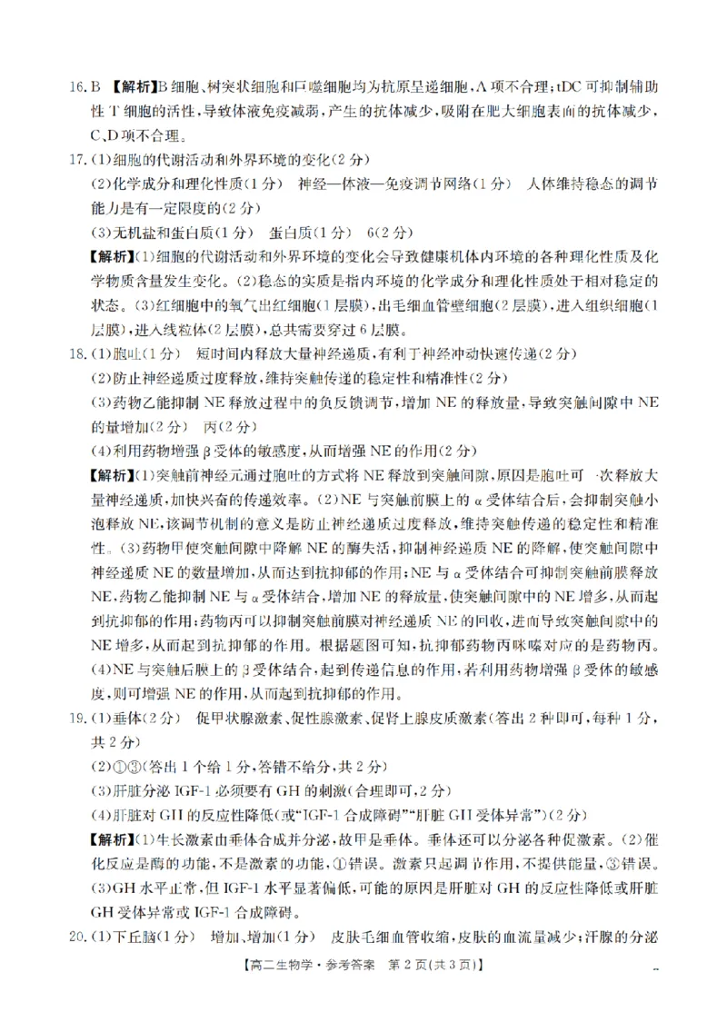 南阳地区2025年秋季高二年级上学期期中摸底考试卷（26-95B）生物答案_2025年11月高二试卷_251122金太阳&middot;河南省南阳市南阳地区2025年秋季高二年级上学期期中摸底考试卷（26-95B）（全）