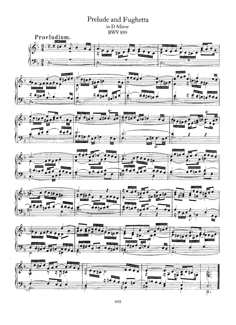 PreludeandFughettaind,BWV899_一万首著名钢琴曲谱哈农贝多芬合集视频教学电子版高清无水印可打印_1古典钢琴知名音乐家谱_巴赫钢琴谱全集_Preludes，Fantasias，Fugues