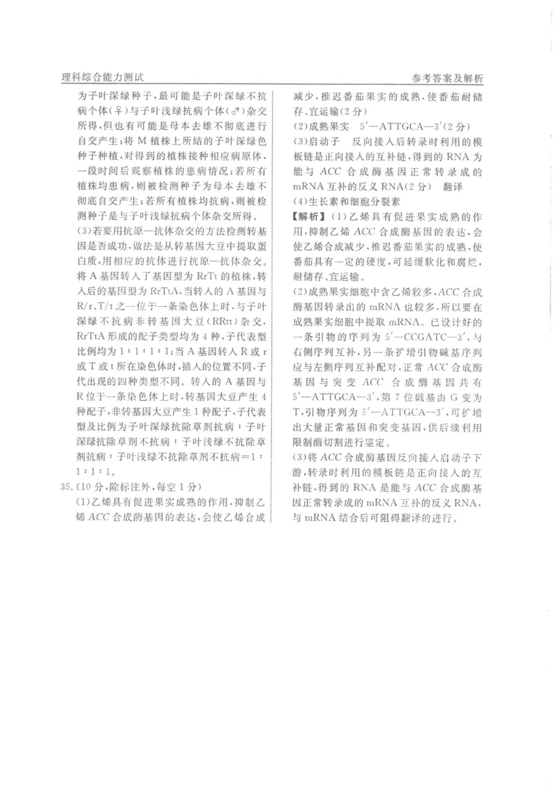 衡水名师卷&middot;2023-2024高考模拟压轴卷(一)理综含解析(1)_2024年5月_025月合集_2024届衡水名师卷&middot;高考模拟压轴卷（一）