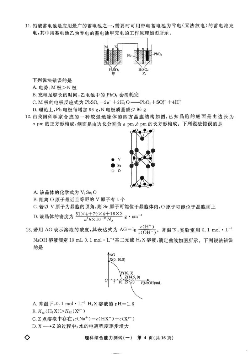 衡水名师卷&middot;2023-2024高考模拟压轴卷(一)理综含解析(1)_2024年5月_025月合集_2024届衡水名师卷&middot;高考模拟压轴卷（一）