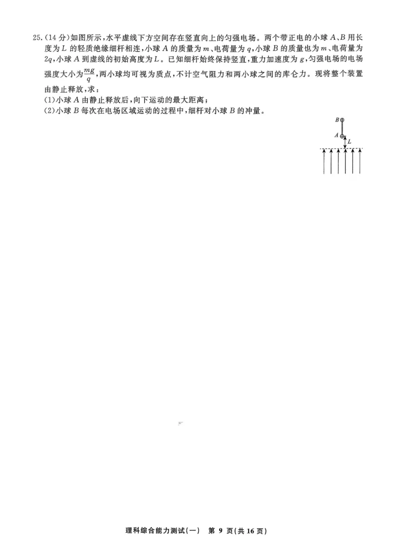 衡水名师卷&middot;2023-2024高考模拟压轴卷(一)理综含解析(1)_2024年5月_025月合集_2024届衡水名师卷&middot;高考模拟压轴卷（一）