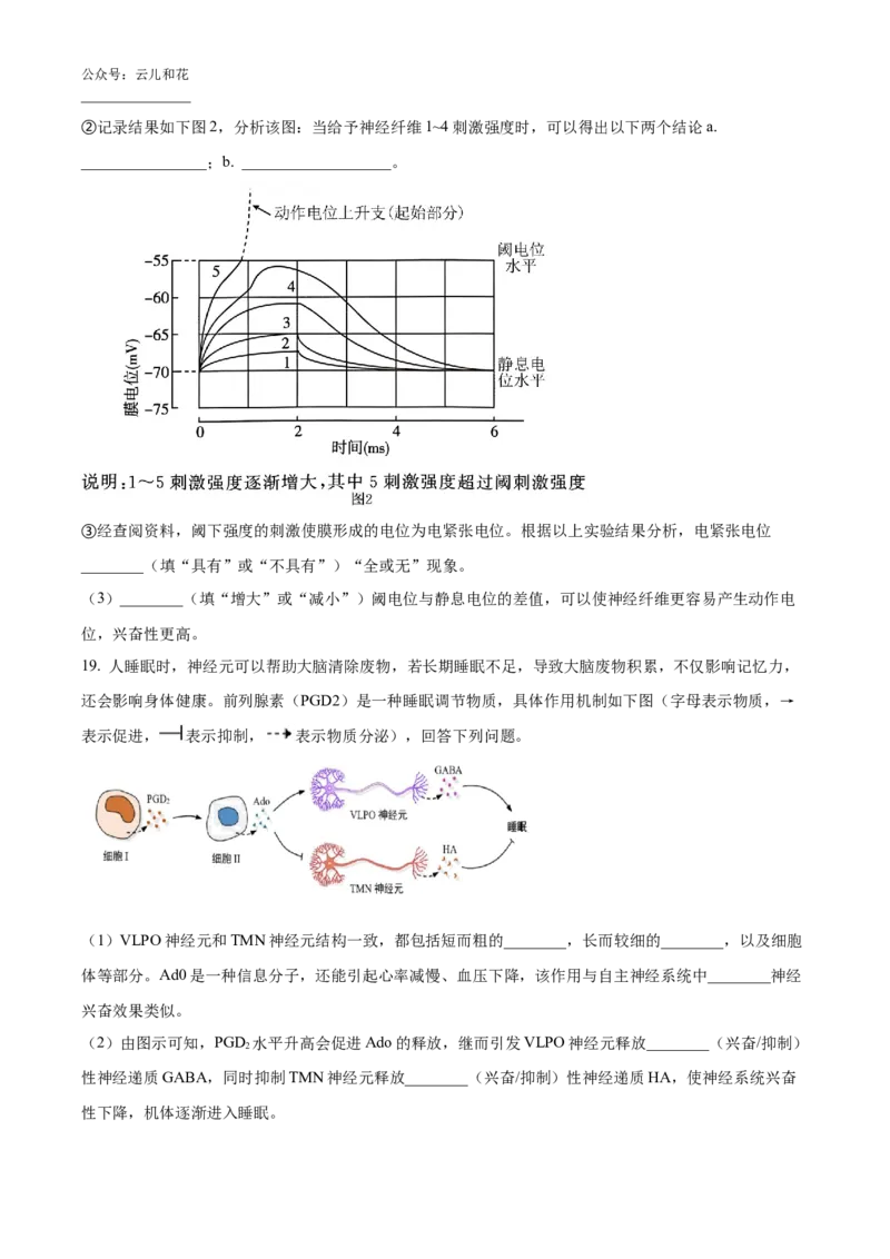 湖南师范大学附属中学2024-2025学年高二上学期第一次月考生物试卷Word版无答案_2024-2025高二（7-7月题库）_2024年10月试卷_1028湖南省长沙市师大附中2024-2025学年高二上学期10月月考