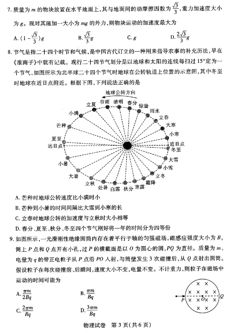 物理试卷_2024年5月_01按日期_25号_2024届湖北省武汉市高三五月模拟训练试题_湖北省武汉市2024届高三年级下学期五月模拟训练试题物理