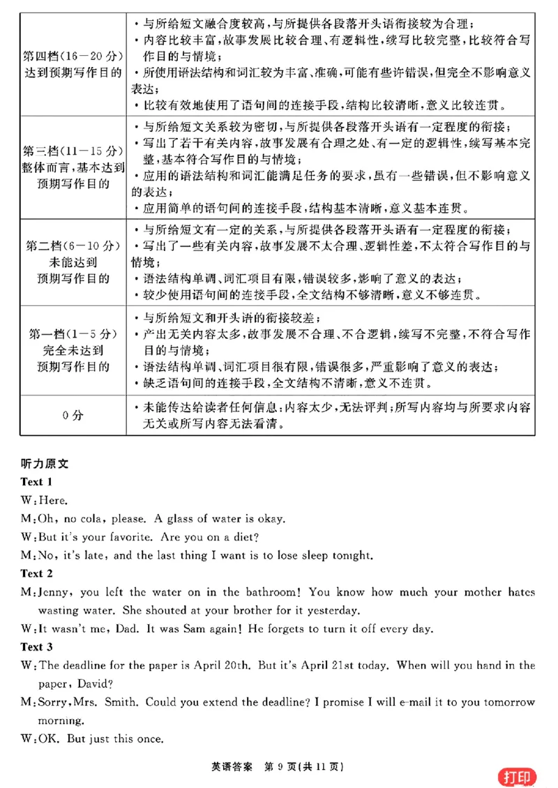 英语参考答案提示及评分细则(1)_2024年2月_022月合集_2024届安徽&ldquo;耀正优+&rdquo;高三名校期末测试
