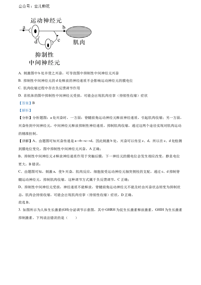 安徽省芜湖市镜湖区安徽师范大学附属中学2023-2024学年高二下学期6月测试生物答案_2024-2025高二（7-7月题库）_2024年07月试卷_07022024安徽师范大学附属中学高二下学期6月测试