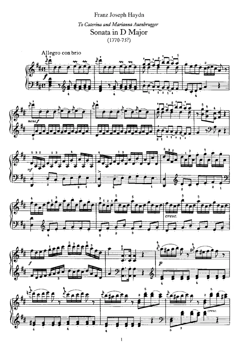 PianoSonataNo37inD_NoRestriction_一万首著名钢琴曲谱哈农贝多芬合集视频教学电子版高清无水印可打印_1古典钢琴知名音乐家谱_海顿钢琴谱全集_奏鸣曲