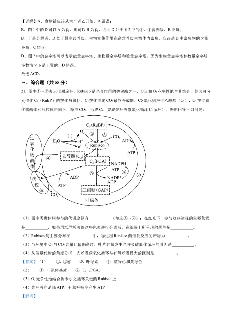 精品解析：黑龙江省大庆市大庆中学2023-2024学年高三下学期开学生物试题（解析版）_2024年3月_013月合集_2024届黑龙江省大庆市大庆中学高三下学期开学考试