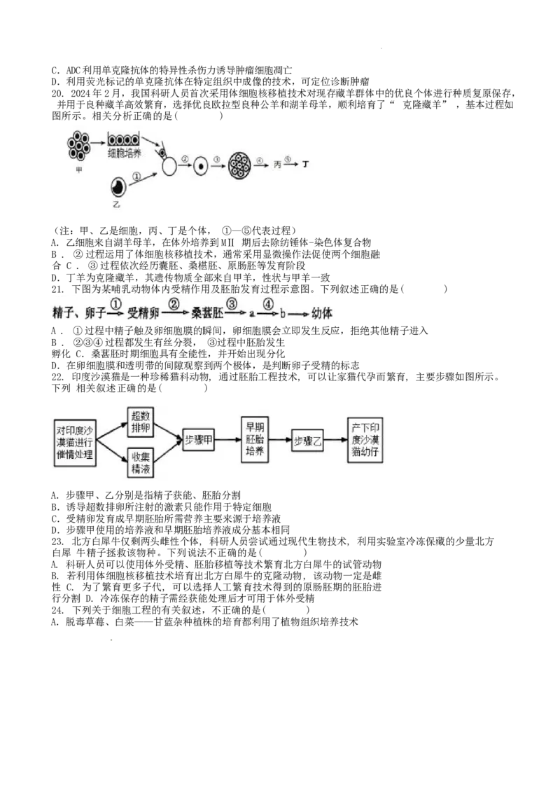 四川省宜宾市第三中学校2024-2025学年高二下学期3月月考生物试卷（有答案）_2025年04月试卷_0416四川省宜宾市第三中学校2024-2025学年高二下学期3月月考