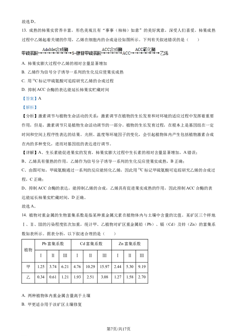 精品解析：2024年1月广西普通高等学校招生全国统一考试适应性测试（九省联考）生物试题（解析版）_2024年2月_2024年九省联考各版本合集_广西（物化生政史地）_广西生物(含答案）