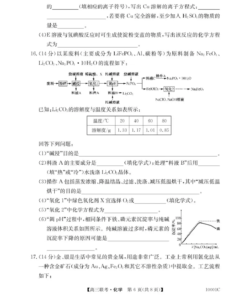 化学湖南省湘楚名校2024-2025学年高三上学期8月联考试题+答案_2024-2025高三（6-6月题库）_2024年09月试卷_0901湖南省湘楚名校联考2024-2025学年高三上学期8月月考