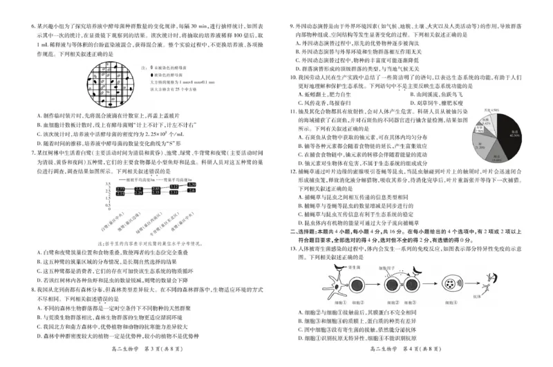 江西省多校联考2024-2025学年高二下学期3月月考生物试题_2024-2025高二（7-7月题库）_2025年03月试卷_0316江西省多校联考2024-2025学年高二下学期3月月考