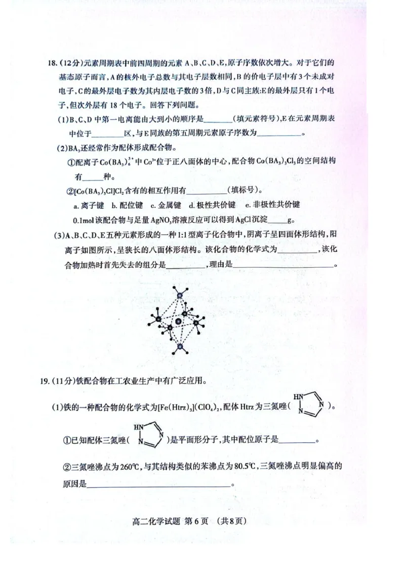 山东省泰安市2024-2025学年高二下学期4月期中考试化学PDF版含答案_2024-2025高二（7-7月题库）_2025年05月试卷_0530山东省泰安市2024-2025学年高二下学期4月期中考试