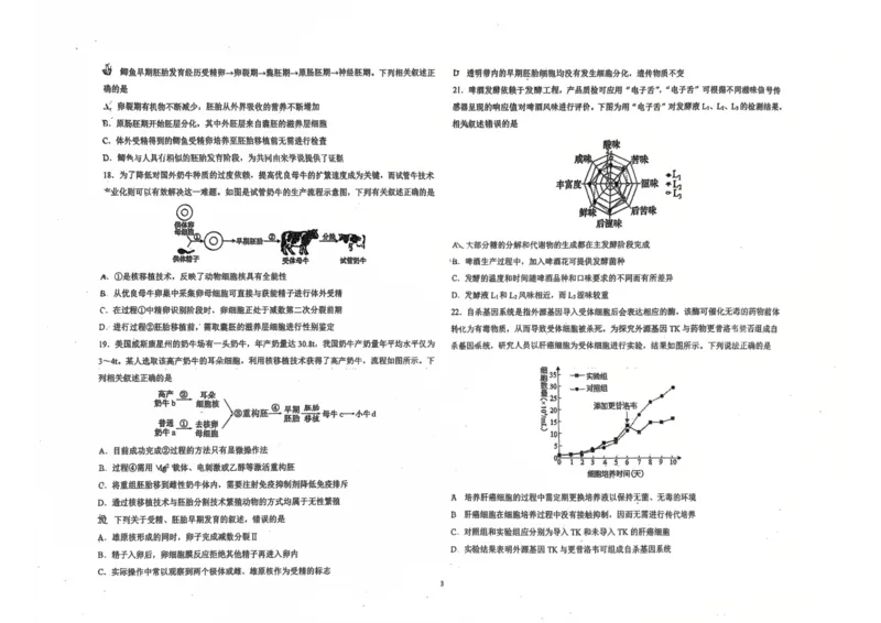 吉林省长春市东北师范大学附属中学2024-2025学年高二下学期3月月考生物试题_2024-2025高二（7-7月题库）_2025年04月试卷(1)