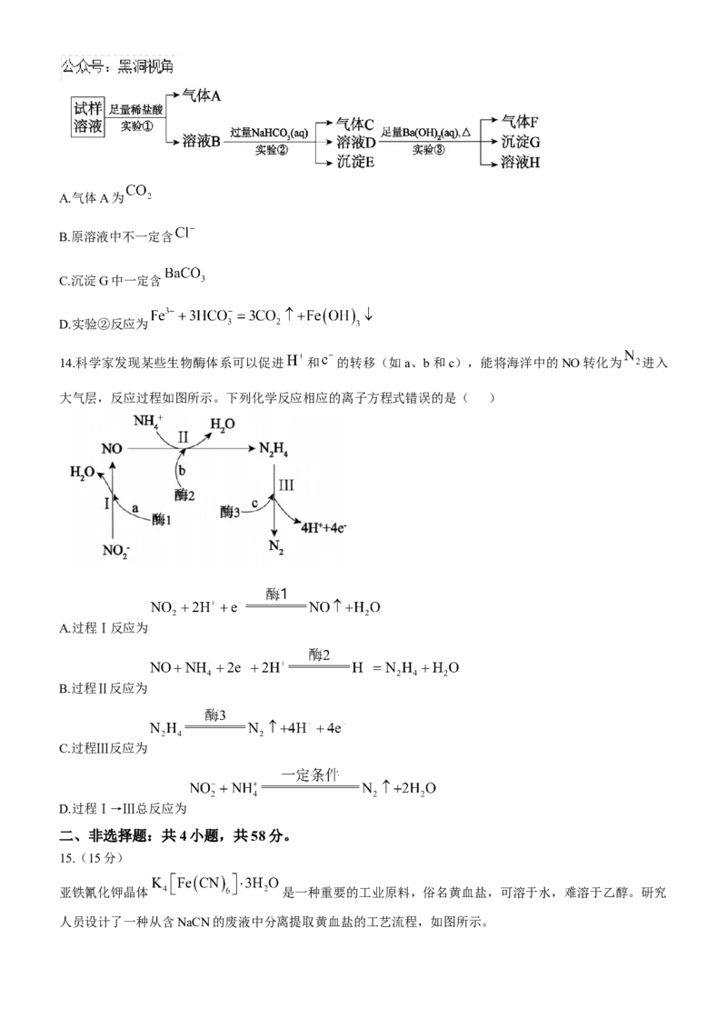安徽省鼎尖教育联盟2025届高三上学期11月期中联考试题化学Word版含解析_2024-2025高三（6-6月题库）_2024年11月试卷_1115安徽省鼎尖教育联盟2025届高三上学期11月期中联考（全科）