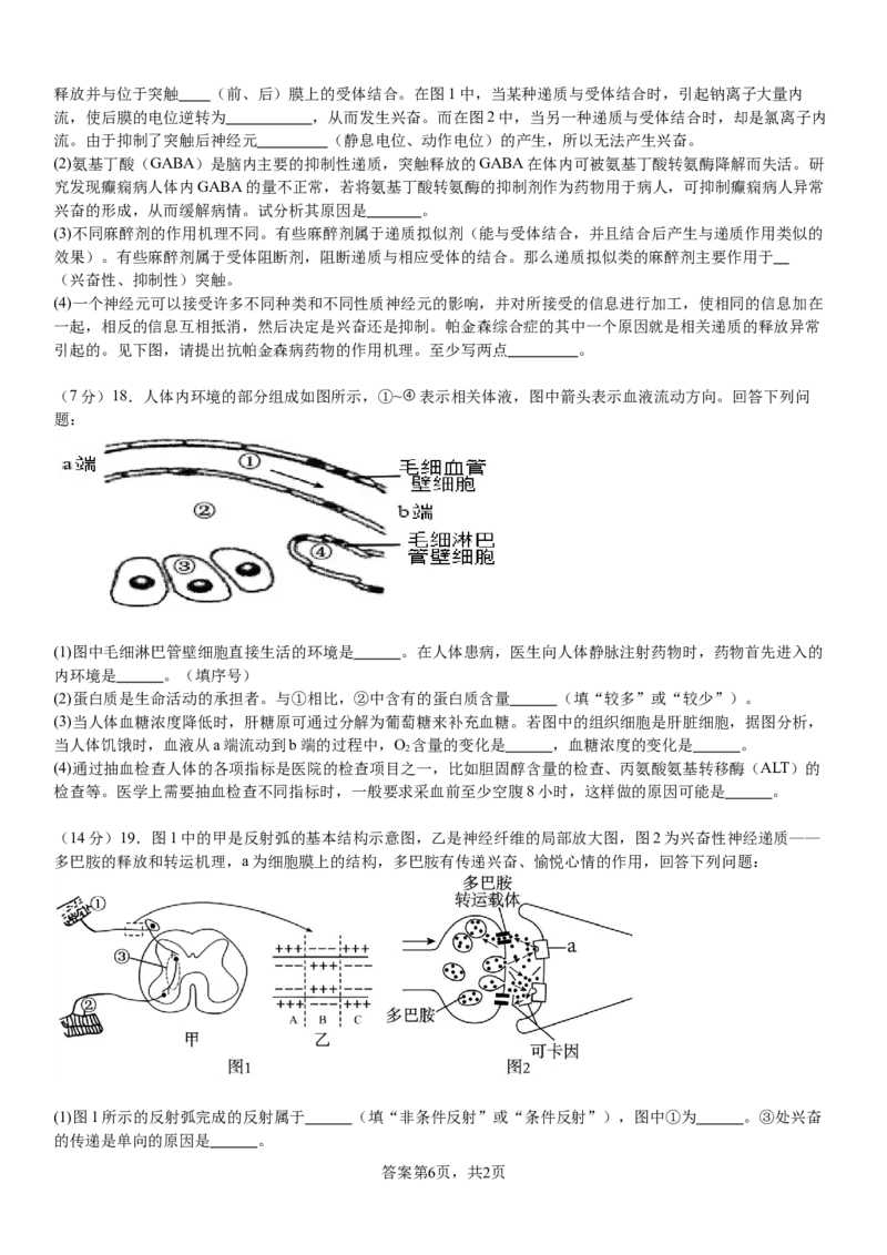 河南省南阳市第一中学校2024-2025学年高二上学期9月月考生物_2024-2025高二（7-7月题库）_2024年10月试卷_1010河南省南阳市第一中学校2024-2025学年高二上学期9月月考