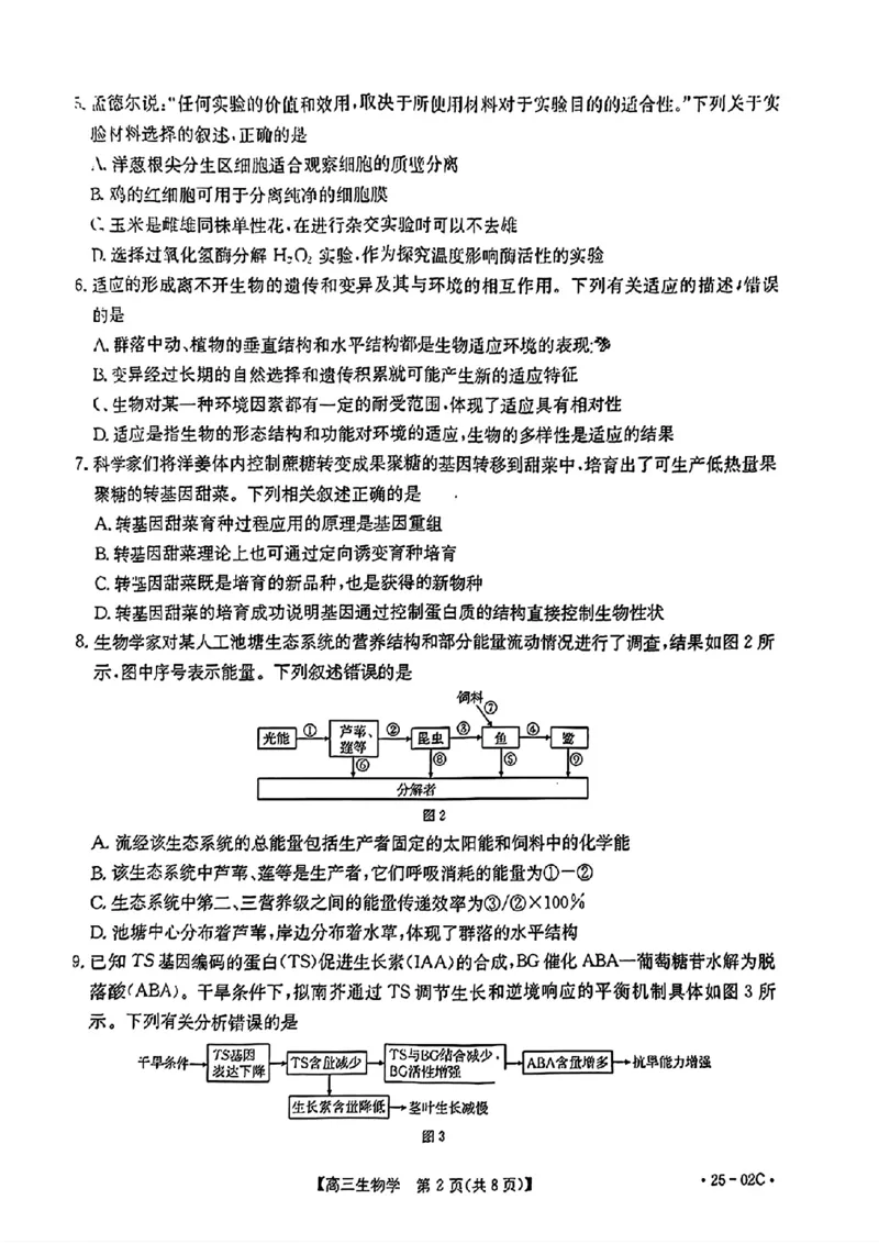 广东省2025届高三8月联考(25-02C)生物试卷_2024-2025高三（6-6月题库）_2024年08月试卷_08282025届广东金太阳高三8月大联考（25-02C）_2025届广东高三8月大联考（25-02C）生物试题+答案