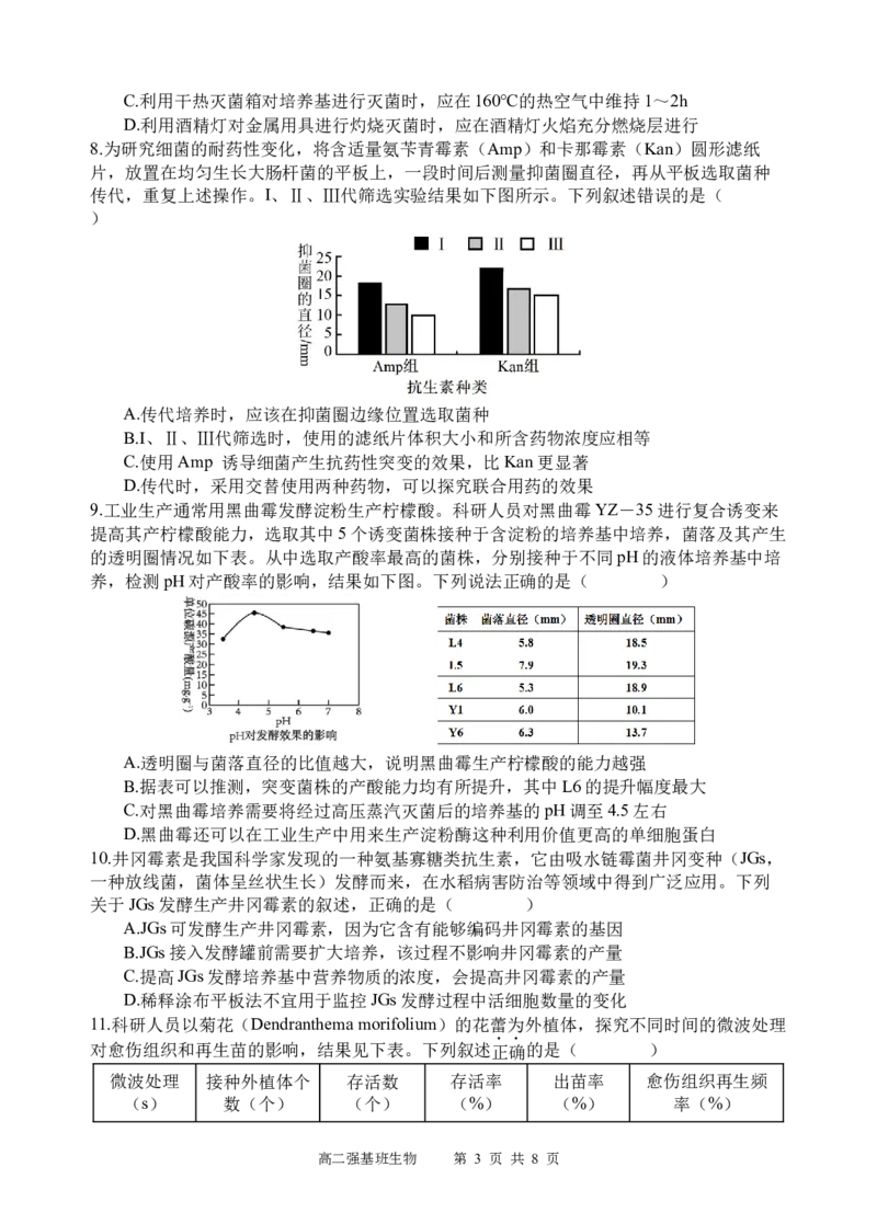 强基班生物试题_2024-2025高二（7-7月题库）_2025年04月试卷(1)_0403四川省遂宁市射洪中学强基班2024-2025学年高二下学期3月月考试题