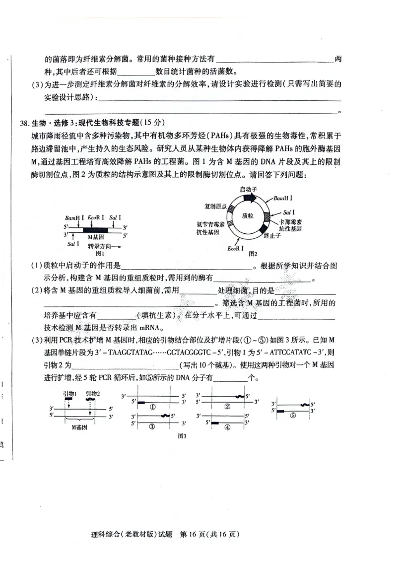 理科综合试题(1)_2024年5月_01按日期_20号_2024届天一大联考普高招生全国统一考试预测卷（老教材）_天一大联考2024届普通高等学校招生全国统一考试预测卷（老教材）理综试题
