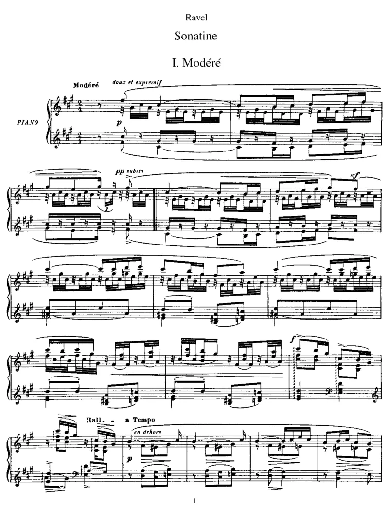 Sonatine_一万首著名钢琴曲谱哈农贝多芬合集视频教学电子版高清无水印可打印_1古典钢琴知名音乐家谱_拉威尔钢琴谱全集