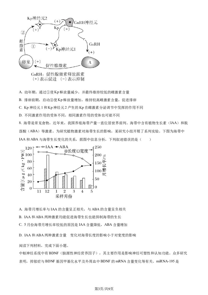 精品解析：2024届天津市南开区高三下学期第一次质量调查生物试题（原卷版）_2024年4月_01按日期_3号_2024届天津市南开区高三下学期一模