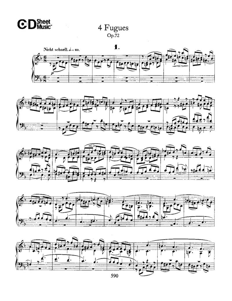 Schumann-FourFugues,Op.72_一万首著名钢琴曲谱哈农贝多芬合集视频教学电子版高清无水印可打印_1古典钢琴知名音乐家谱_舒曼钢琴谱全集_WORKS