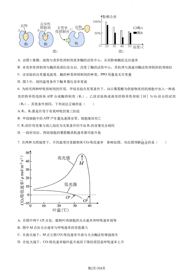 精品解析：天津市河西区2023-2024学年高三11月期中生物试题（原卷版）(1)_2023年11月_0211月合集_2024届天津市河西区高三上学期期中质量调查试题